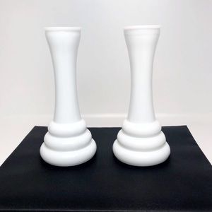 2 VINTAGE RANDALL White milk glass bud vases